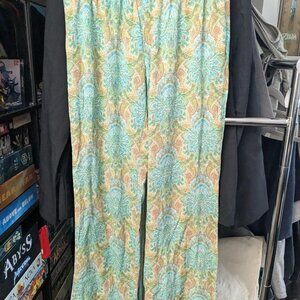 O'Neill Pastel Paisley Blue/Green Beach Wide Leg Pants Size S